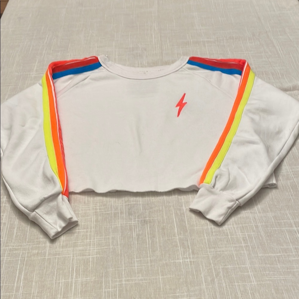New Aviator Nation White Cropped Sweatshirt Size M
